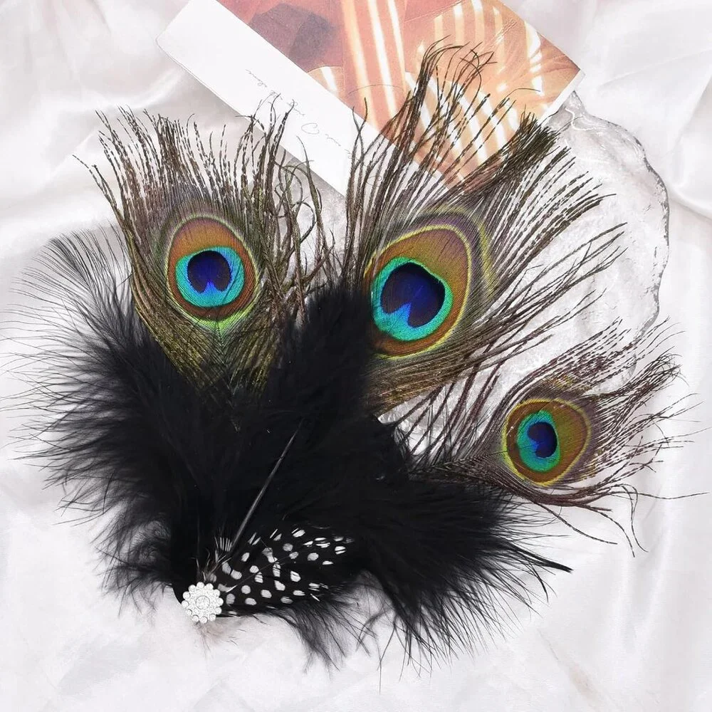 Halloween Peacock Black Feather Hairpin